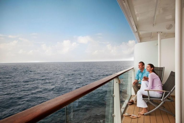 quiet moment on luxury cruise balcony overlooking ocean